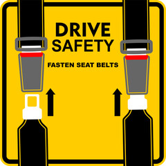Drive safety, fasten seat belt, sticker vector
