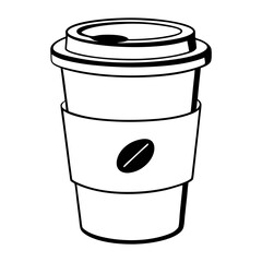 Simple black and white outline of a coffee cup silhouette