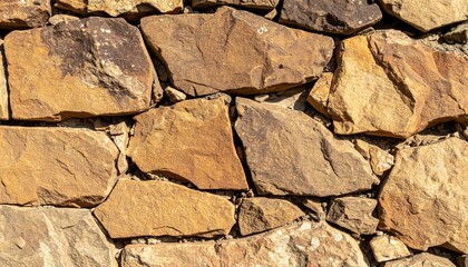 Fototapeta premium Detailed texture of a natural stone wall background. Rustic rock masonry pattern for architectural design and construction concepts.
