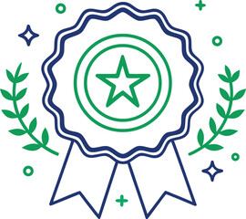Elegant line art premium badge icon for quality and excellence isolated on transparent background