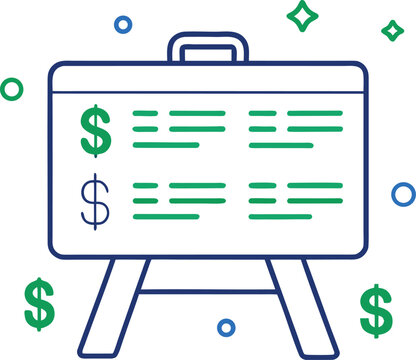 Clean line art pricing table icon isolated on transparent background