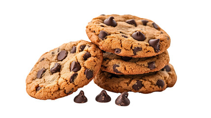 Stack of Chocolate Chip Cookies on White Background