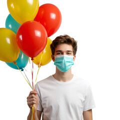 Photo of Teenager with Balloons and Mask