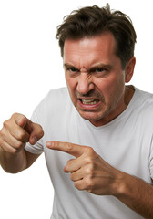 Photo of Angry Man Pointing on Black Background