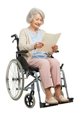 Photo of Senior Woman in Wheelchair Reading Document
