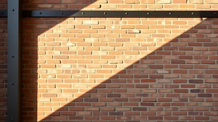 Fototapeta premium Industrial-style wall featuring exposed brick and metal accents with directional lighting.