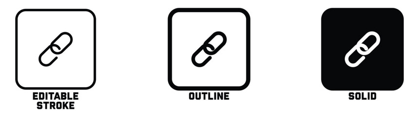 Attach link icon. Editable stroke. Vector illustration.