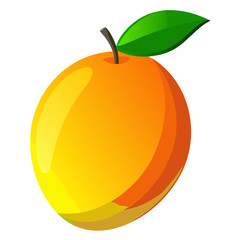 Ripe mango illustration with a green leaf