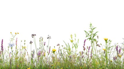 Lush Grassy Meadow with Wildflowers and Grasses in Bloom
