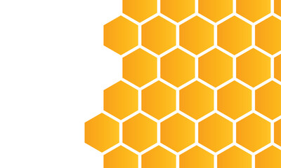 Abstract pattern seamless yellow hexagon honeycombs with negative space on white background