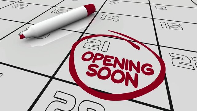 Opening Soon Calendar Day Date Big Grand Kickoff Event 3d Animation