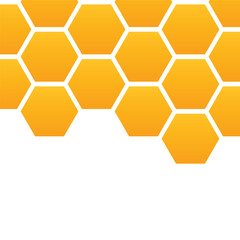Abstract pattern seamless yellow hexagon honeycombs with negative space on white background