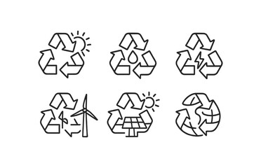 Obraz premium Recycling and sustainability icon set. eco-friendly line icons collection