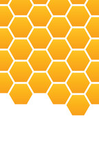 Abstract pattern seamless yellow hexagon honeycombs with negative space on white background