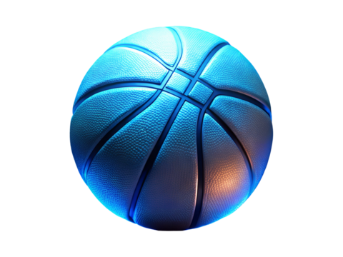basketball with glowing blue light png image on transparent background