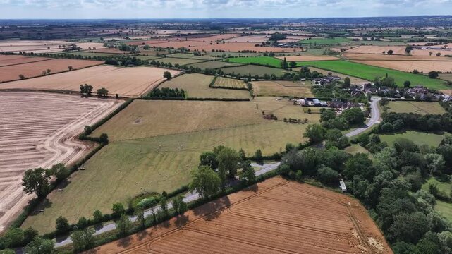 A flight over the countryside in Leicestershire near Sheepy Magna. Sunshine