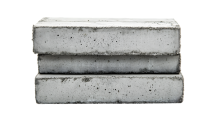 Three Stacked Concrete Blocks Isolated on White Background for Construction Projects