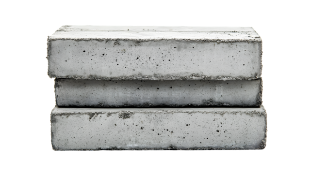 Three Stacked Concrete Blocks Isolated on White Background for Construction Projects