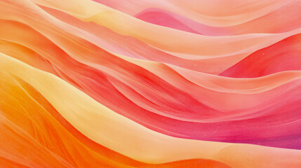 Obraz premium Abstract Flowing Waves in Warm Orange, Red, and Pink Hues, an Artistic Concept for Vibrant Digital Artwork or Print Material