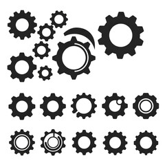 Obraz premium Set of Black Gear Icons on Transparent Background