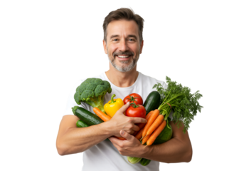 Portrait of Smiling Man Holding Fresh Vegetables