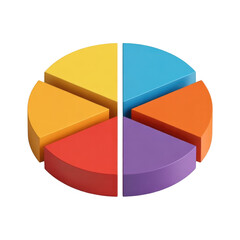 Obraz premium Colorful pie chart with six vibrant segments in various shades on a black background display