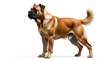 Obraz premium Majestic mastiff, powerful stance, white background, dog, design, stock photo