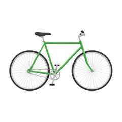 Fototapeta premium Green bicycle side view realistic 3D render transport symbol concept for cycling fitness travel eco friendly commuting or outdoor healthy lifestyle urban mobility element 