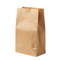 Realistic Brown Paper Bag Isolated on Transparent Background