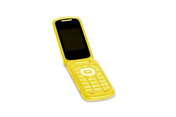 Yellow retro vintage yellow flip phone