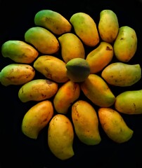 Mango Arrangement on Black Surface