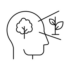 Growth Icon – Tree and Plant Representing Personal and Professional Growth. Editable Stroke.
