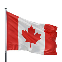 Realistic 3D Illustration of Canadian Flag on Transparent Background