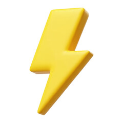 Bright yellow lightning bolt symbol isolated on a clean transparent background for clear visibility