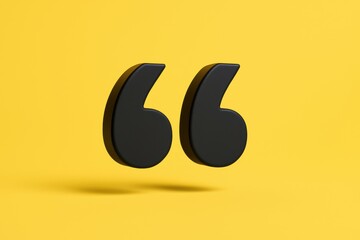 Quote Icon on Yellow: A bold black quote icon stands out against a vibrant yellow backdrop, offering a visually striking representation of thoughts, ideas and insightful expression.