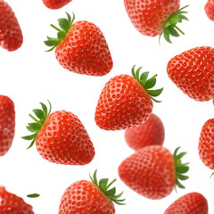Realistic Seamless Pattern of Fresh Ripe Strawberries on Black Background