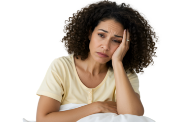 Photo of Tired Woman in Bed with Headache
