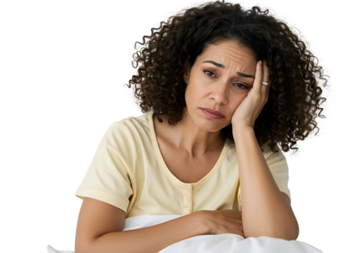 Photo of Tired Woman in Bed with Headache - Powered by Adobe