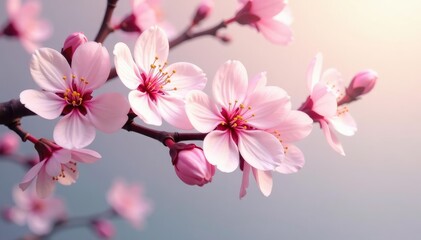 Obraz premium Intertwined blossoms, soft pastel palette, subtle texture, background, floral illustration, design