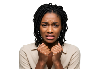 Photo of Sad Nervous Woman Clenching Her Fists