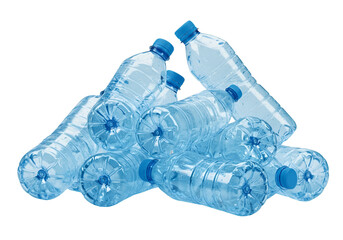 Pile of Empty Plastic Blue Water Bottles Isolated