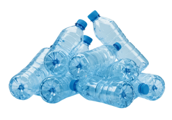 Pile of Empty Plastic Blue Water Bottles Isolated