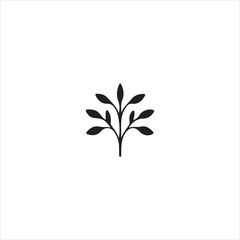 Fototapeta premium Black silhouette of a stylized plant with multiple leaves on white background leaf
