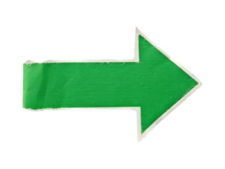 green torn matte tape paper arrow sticker png image on transparent background