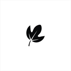 Fototapeta premium Black stylized leaf icon with stem and veins on white background symbol nature