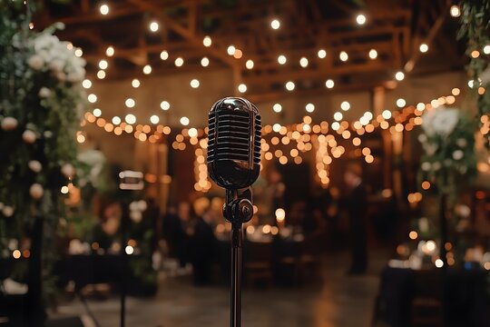 Mic highlighted by gentle minimal light bursts 