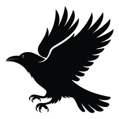 Raven Flying Silhouette Vector for Graphic Design