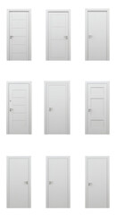 Set of White Modern Doors Isolated Illustration