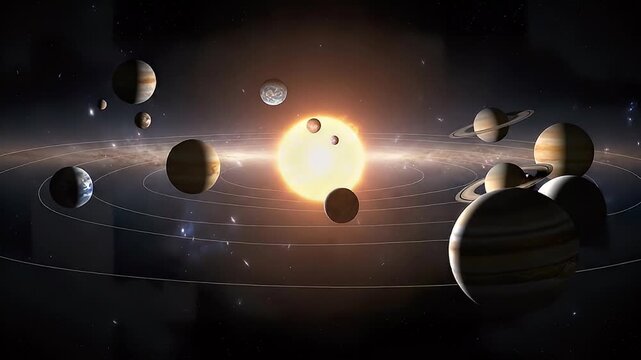 Detailed solar system illustration