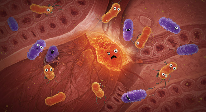 Cardiac tissue infected by bacterial endocarditis